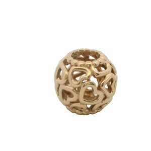 Retired Pandora Solid 14kt Yellow Gold Open Your Heart Round Spacer Charm